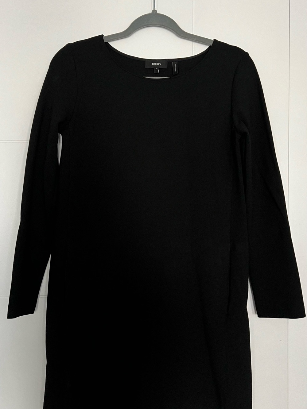 Theory Black Long Sleeve Sheath Dress - Minimal Crewneck